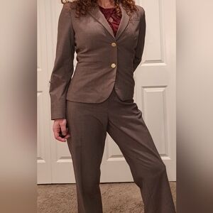 Calvin Klein Brown Pantsuit with Gold Accents